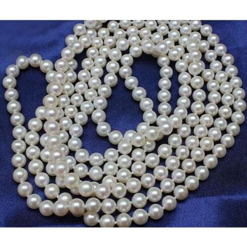 9- 10mm round south sea white pearl necklace 48inch 14k/20