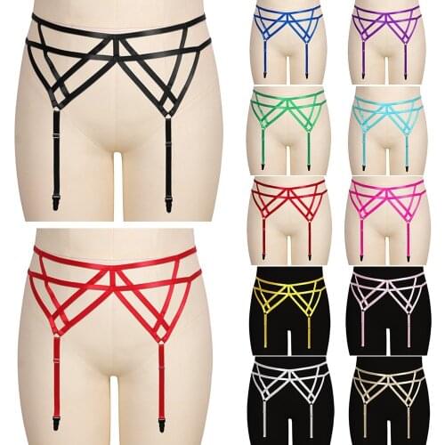 Punk Clothes Strappy Garter Belt Busty Women Stockings Suspender Harness Body Plus Size Lingerie Top Cage Harajuku Festival Rave
