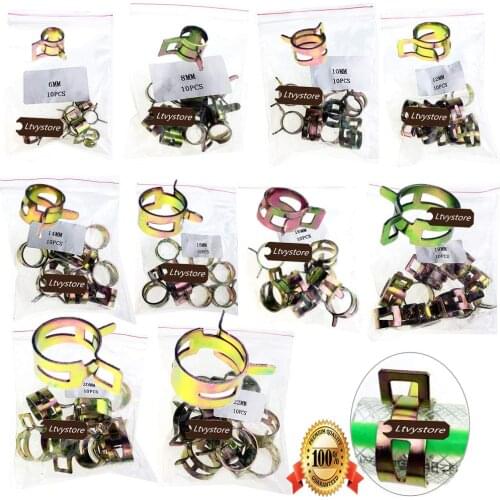 Fuel Line Spring Clamp Silicone Vacuum Hose Pipe Clamp Hose Clamp Steel Wire Tube Pipe Clip Screw Assortment Kit Pack of 100