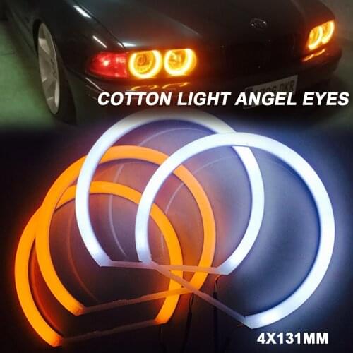 Hopstyling Dual Colore White+Yellow SMD LED Angel Eyes For BMW E36 E38 E39 E46 Projector Headlight Cotton Light Error Free