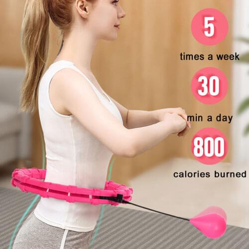 Smart Weighted Sport Hoop Weight Loss Massager Abdomen Thin Waist Fitness Ring with 24 Detachable Knots Adjustable Weight Ball