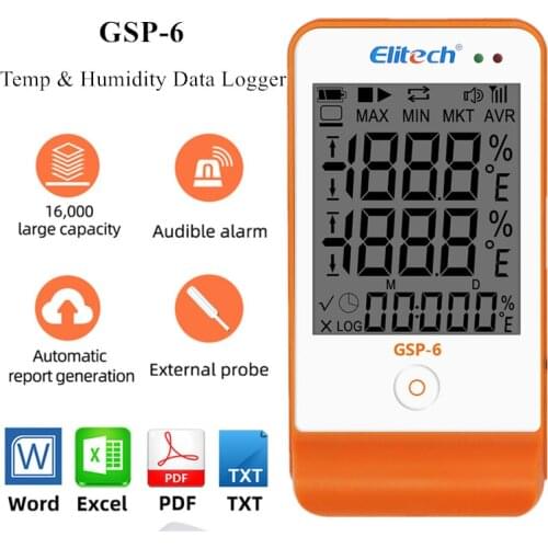 GSP-6 Temperature & Humidity Data Logger USB Temp Data Logger Recorder Vaccine Temperature Recorder 16000 Points Detector 40%off