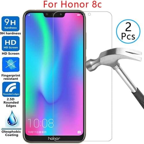 Tempered glass screen protector for honor 8c case cover on honor8c honer onor hono 8 c c8 6.26 protective phone coque bag onor8c