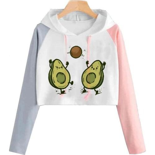 Avocado Kawaii Funny Cartoon Fashion Graphic Hoodies Women Harajuku Ullzang Cute Anime Sweatshirt 90s Kawaii Casual Hoody Female