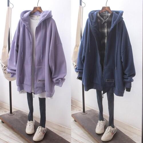 Women Spring Oversized S-5XL Hoodies Zipper Warm Casual Coat Loose Long Sleeve Zip Up Plus Size Sweatshirt Fashion Tops Hoodies