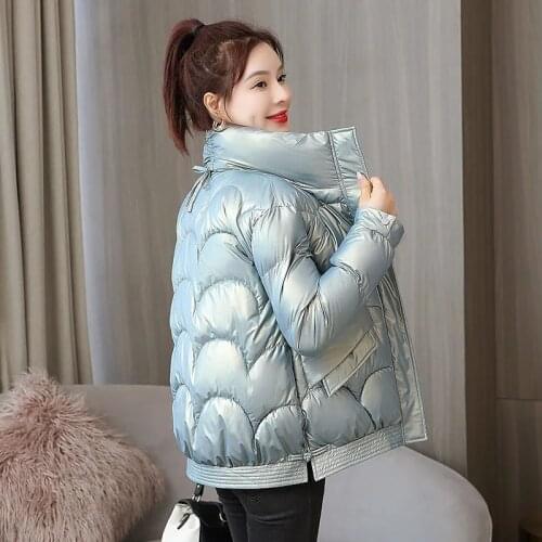 Female Bright Face Down Padded Jacket Short Style 2021 Women Winter New Style Padded Jacket Version Of Loose Padded Bread Jacket