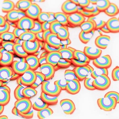 100g/lot Kawaii Rainbow Soft Clay Slice DIY Nail Arts Decoration Polymer Clay Sprinkles for Crafts Simulation Food Play 6mm