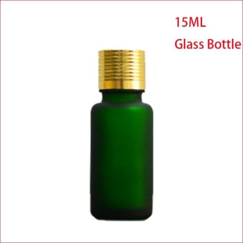 15ML Green Frosted Glass Bottles Essential oil Bottle With gold Screw Cap Womens Personal Skin Care Empty cosmetic container