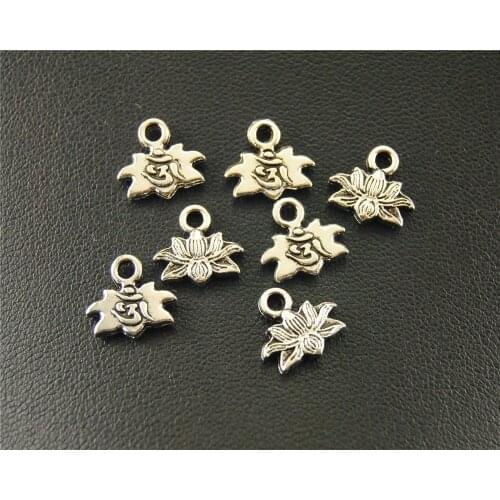 15pcs Silver Color OM lotus flower Charm DIY Jewelry Findings Accessories 11mm A1584