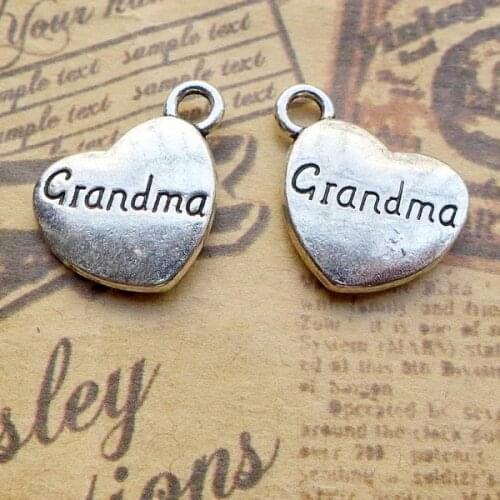 18*15mm Tibetan silver color family word grandma charm for bracelet, alloy antique vintage heart pendants jewelry making finding