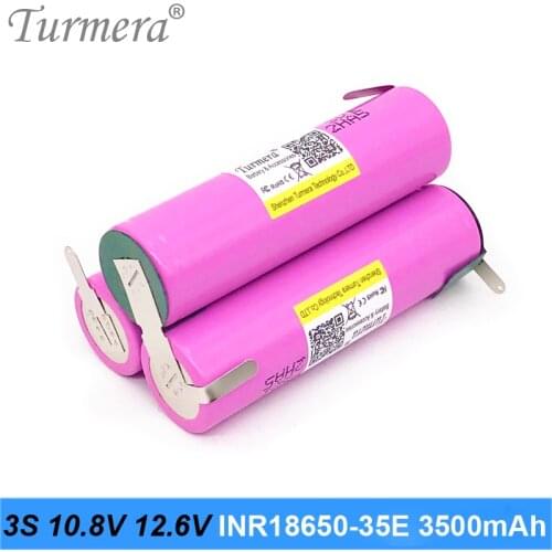 18650 Battery Pack 3S 10.8V 12.6V INR18650-35E 3500mAh 15A Soldering for Screwdriver Battery 12V Shura Shurik customized Turmera
