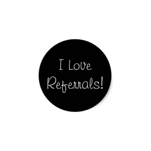 3.8cm I Love Referrals! Classic Round Sticker