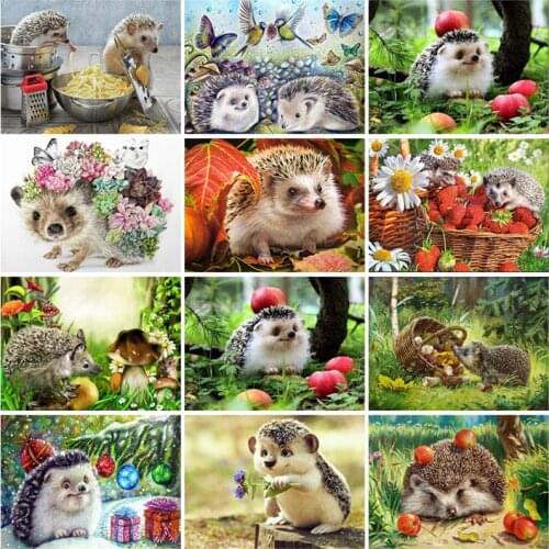 DIY Hedgehog 5D Diamond Painting Full Round Resin Mosaic Diamante Embroidery Cross Stitch Kits Wall Handmade Craft Decor Gift