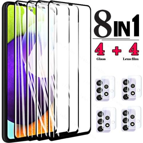 8 in 1 Tempered Glass For Samsung Galaxy A52 5G A51 a72 a71 Screen Protector Camera Lens Film A52 a42 a32 a12 a02 a21s Glass
