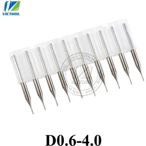 Free Shipping 10pcs 0.6mm PCB End Mills Carbide Tools CNC Cutting Bits Millinging Cutters Tools for Engraving Mill Machine