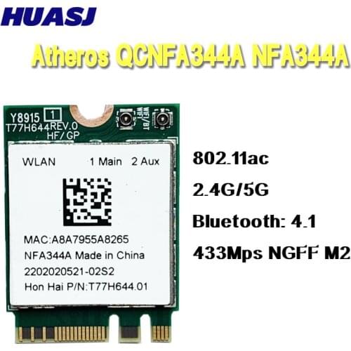 Huasj Qualcomm Atheros Wireless AC adaptador Wi-Fi QCNFA344A NFA344A wifi de banda Dual + BT4.1 bluetooth 4,1 NGFF tarjeta
