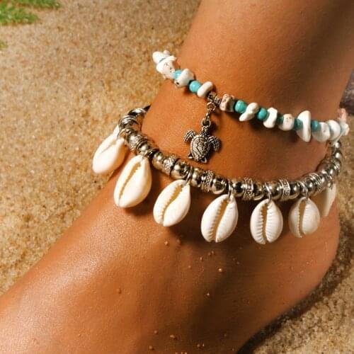 MOON GIRL Natural Cowrie Summer Anklets Bohemian Turtle Shell Fashion Vintage Boho Friendship Jewelry for Women Dropshippin