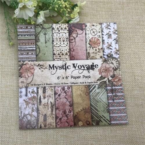 24 sheets 6"X6"voyage paper Scrapbooking paper pack handmade craft paper craft Background pad