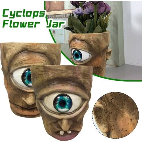 Eye Head Natural Resin Flower Pot Decorative Indoor Outdoor Planter Round Statue Pot for Flowers Plants Herbs Plant Pot Maceta