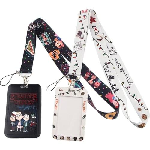 PF104 Dongmanli Stranger Things Lanyard Credit Card ID Holder Bag Student Women Travel Card Cover Badge holder Car Keychain