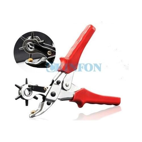 DHL 20PCS 9'' Revolving Leather Punch Plier 6 Sizes Round Hole Perforator Tool Make Hole Puncher