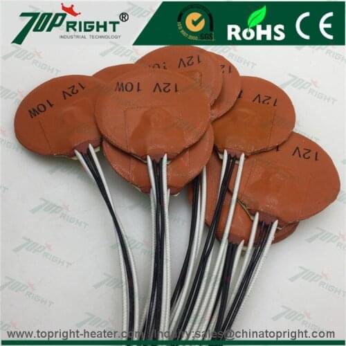 Dia.50mm 12v10w silicone rubber heater plate with 100k thermistor