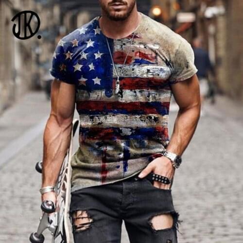 Mens Short Sleeve Printed T-shirt Independence Day Mens Clothing T-Shirts Oversized T-Shirt Fashion Hot Sale Male Top New