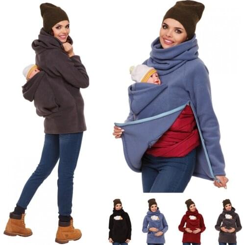 Envsoll Maternity Hoodies Cusual Sweatshirt Maternity Clothes For Pregnant Women Thicken Wool Maternity Baby Carrier Jacket Coat