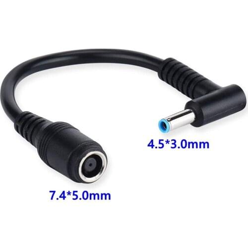 DC Power Charge Converter Adapter Cable 7.4*5.0 to 4.5*3.0 For HP Black 15.8cm