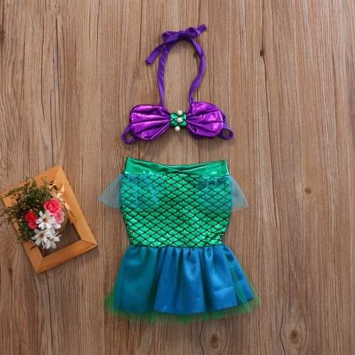 2021 New Baby Girls Swimwear Meimaid Scales Costume Infant Swimming Tops Skirts Toddler Girl Bikini Sets Swimsuit Beachwear 0-3Y