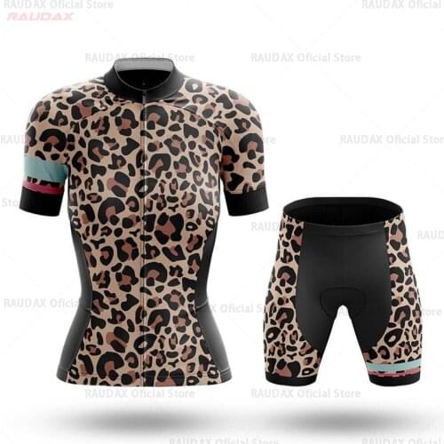Leopard Womens Cycling Jersey Set Anti-UV Mountain Bike Clothes Cycling Set Female Summer QuickDry Cycling MTB Bicycle Clothing