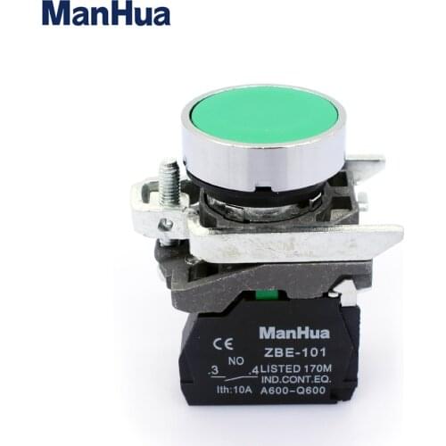 ManHua 10A Control Switch Smart XB4-BA31 Green color spring return button Switch