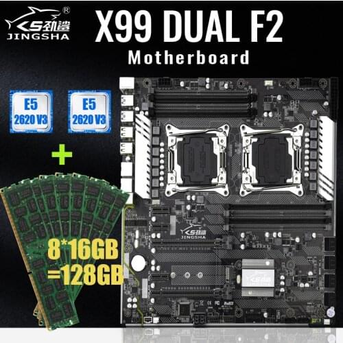 X99 Dual CPU Motherboard Combo with Inter Xeon 2*E5 2620V3 and 8*16GB=128GB DDR4 2400MHz ECC REG RAM Support LGA2011-3 E5 V3 CPU