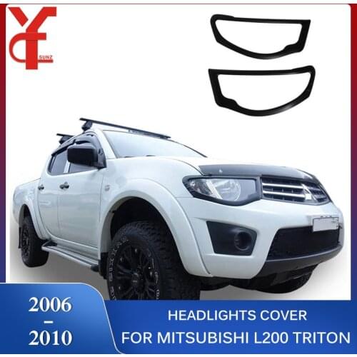 Matte Black Headlights Cover Trim For Mitsubishi L200 Triton 2006 2007 2008 2009 2010 Car Styling