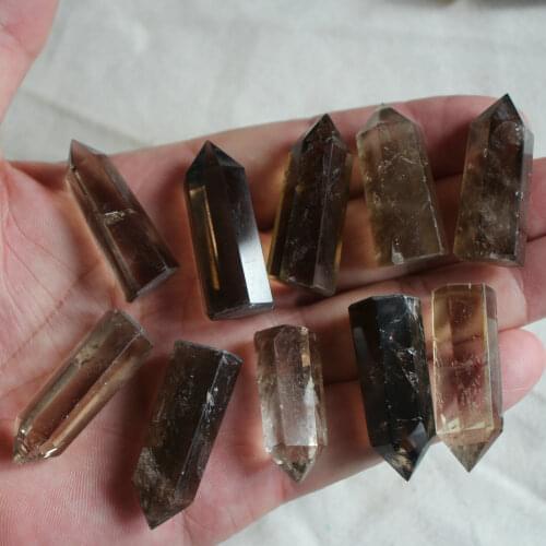 10 Pieces Tiny Natural Smokey Clear Quartz Crystal Points Tower Polished Healing