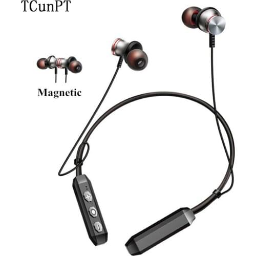 TCunPT Fashion Neckband Bluetooth Headphone ROCK Space Series Bluetooth 4.1 Version Headset Magnetic Neckband Earphone with Mic
