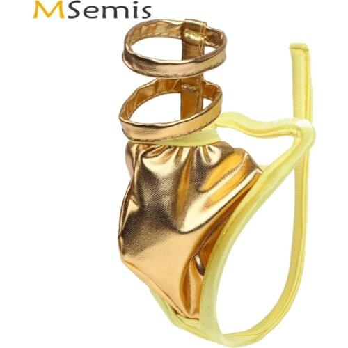 Men Shiny Metallic Latex Panties Sexy Crotchless C-string Thong Micro Tangas Sissy Gay Wetlook Leather Penis Sheath Cover Briefs