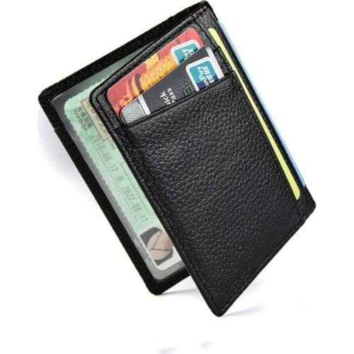 Card Holders Men Wallet Thin Small Super Slim Soft Wallet 100% Genuine Leather Mini Credit Card Wallet Purse