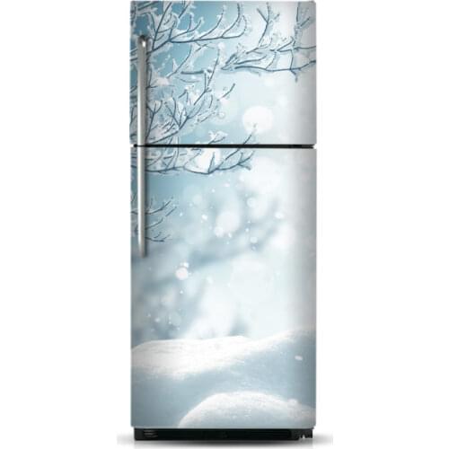 Wholesale 3D Winter Tree Snow SelfAdhesive Dishwasher Refrigerator Freeze Sticker Kids Art Fridge Door Cover Wallpaper