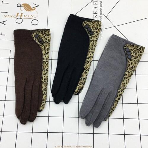 SISHION Women Retro Leopard Twisted Gloves Classic Ladies Gloves Autumn and Winter Driving Warm Thin Lean Finger Gloves SP0696