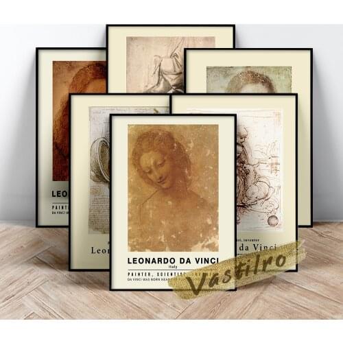 Leonardo Da Vinci Poster, Head Of Christ Painting, Studies Of The Fetus In The Womb Art Prints, Da Vinci Retro Sketch Wall Art