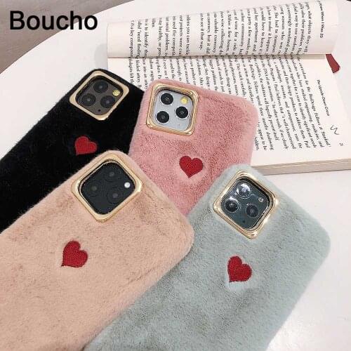 Girl gift phone case with heart for iPhone 11 Pro Max XS Max X XR Cases Fine Hair Warm Case for iPhone 6 6S 7 8 Plus Soft Cover