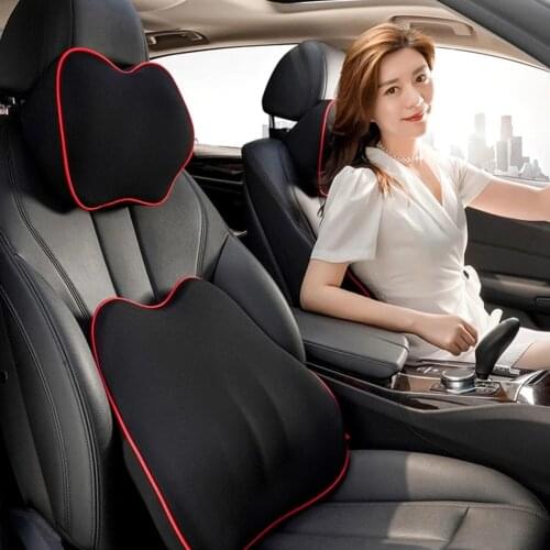 Memory Foam Car Headrest Neck Pillow Lumbar Supports Massage Back Cushion Adjustment Neck Rest Lumbar Support Pillows for Car