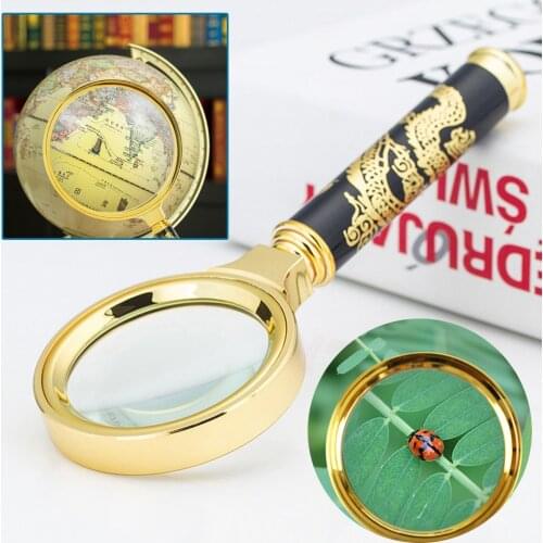 Portable Handheld 10X Magnifying Glass 60/70/80/90/100mm Retro HD Magnifier Jewelry Appraisal Glass for Seniors Newspaper Book