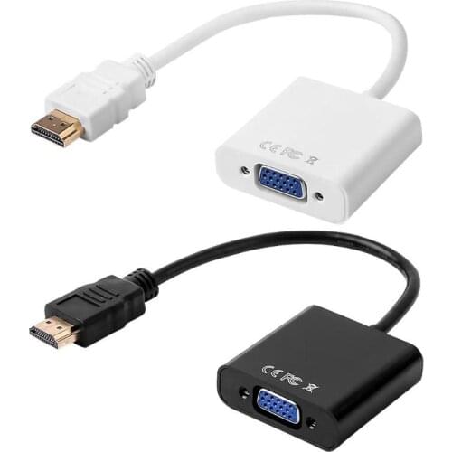 Professional HDMI-compatible to VGA Adapter Gold Plated 1080P Male to Female Converter Video Cable with Built-in Conversion Chip