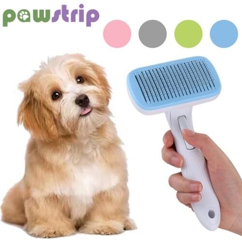4 Colors Dog Hair Removal Comb Self Clean Dog Brush Pet Needle Combs With Non-Slip Puppy Hair Grooming Brush for Dogs Cats