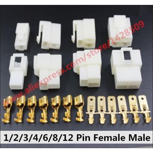10 Sets 6.3 Series 1 / 2 / 3 / 4 / 6 / 8 / 12 Pin Automotive Wire Connector Motorcycle Car Engine Plug With Terminals Pins