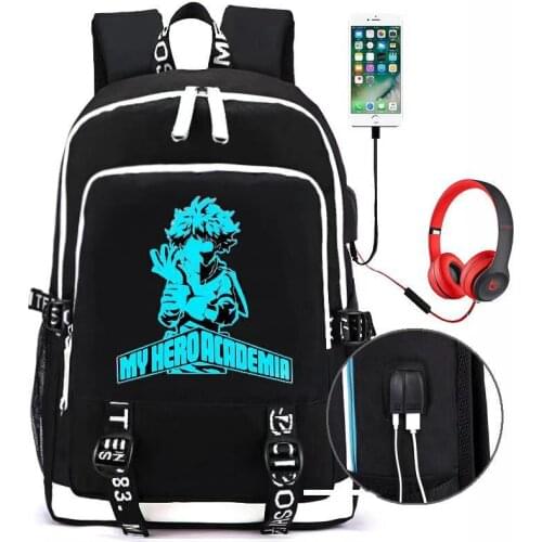 Anime My Hero Academia Backpack Cartoon USB Character Children Knapsack Girls Boys Backpack Bags Unisex Boku No Hero Academia