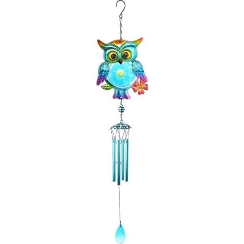 Owl Wind Chime Garden Metal Wind Chime Aluminum Tubes Hanging Ornament Mom Birthday Gift for Home Patio Decoration