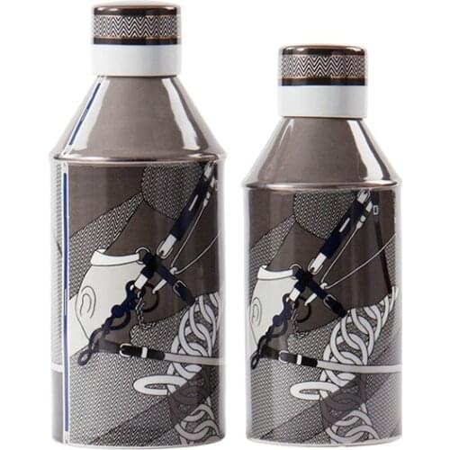 Rzone Modern Light Luxury Printed Ceramic Storage Tank Simple Home Accessories Model Room Study Soft Decoration Ornaments